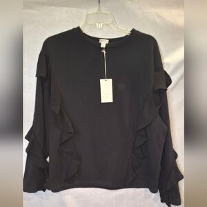 A New Day Black Ruffle Sleeve Top